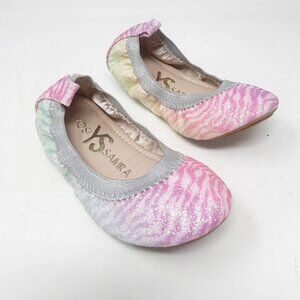 Yosi Samra Little Girls Size 10 Miss Samra Rainbow Zebra Sparkle Ballet Flats